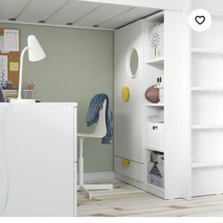 White Loft Bed With Desk And Storage 