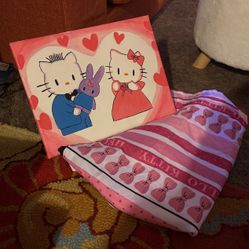 Hello Kitty Art Work Plus Top Sheet For Twin Size Bed.