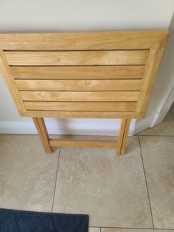 Wood slat table, folds flat,