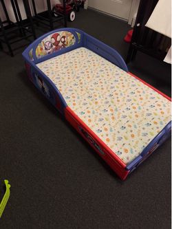 Spider-Man toddler bed with mattress barely used