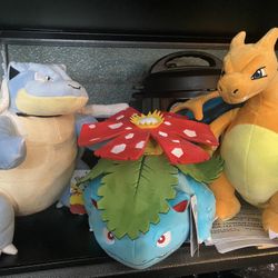 Pokemon Charizard, Blastoise, and Venusaur Plush - 12 inch Soft Plush Set