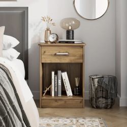 NEW! Nightstand Set of 2, Wood Night Stand Side Table with Drawer and Storage Shelf, Bedside Table End Table, Night Stand for Bedroom, Home Office,Woo