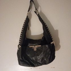 Black Studded Shoulder Hobo Bag