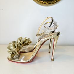 Christian Louboutin Heels with Gold Ruffle – Size 37.5
