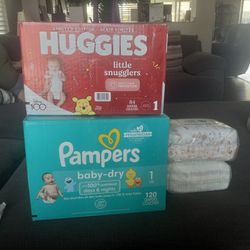 Huggies 84 Count And Pampers 120 Count And Package Ones 50 Plus Count 70 Bucks Total For All