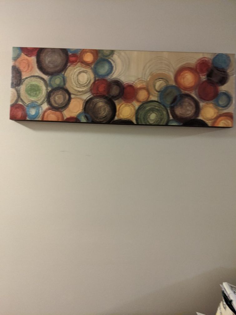 Wall canvas art, 36" w, 12"h.