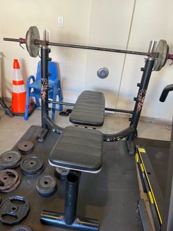 Bench with iron plates