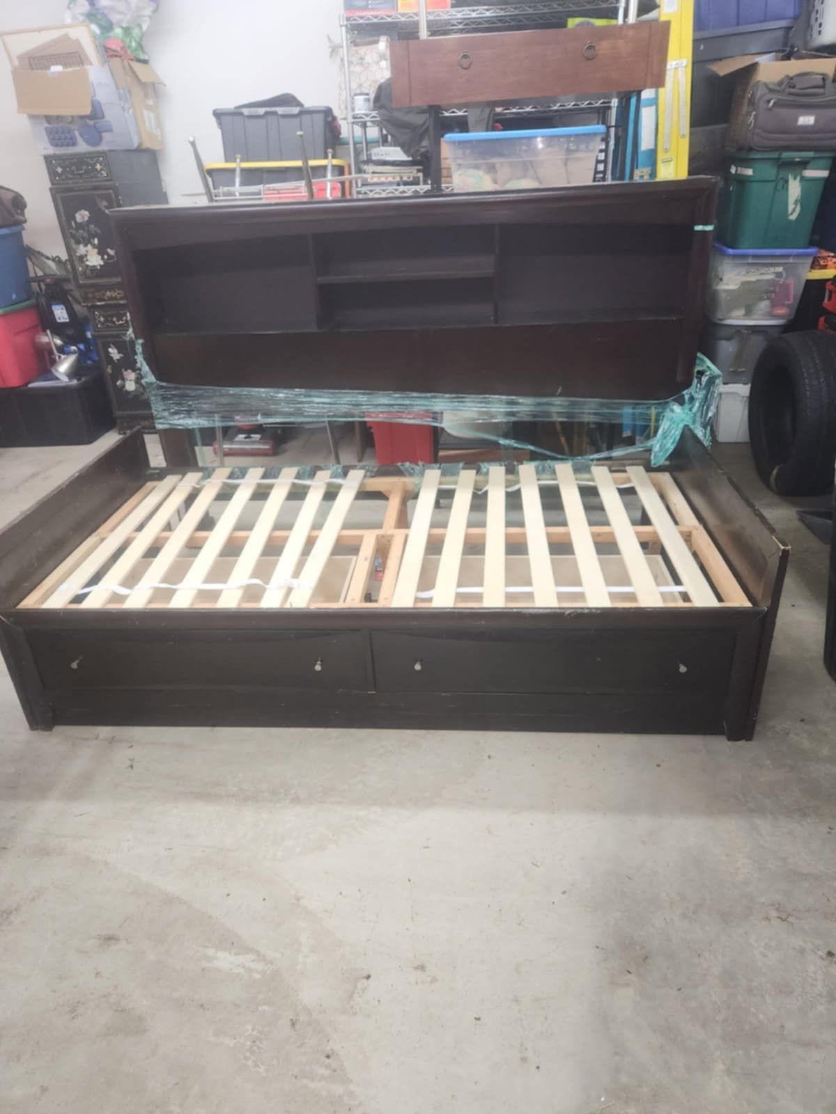 Twin Size Bed With Side Head Board