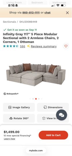 Bobs furniture 5 piece couch sectional