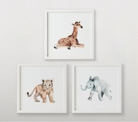 Pottery Barn Framed Safari Animal Nursery Prints