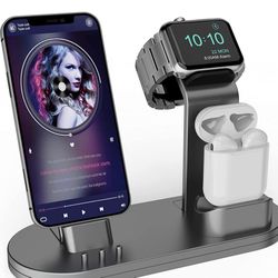 3 in 1 Charging Stand iwatch Stand, Charging Station Compatible with iWatch SE/6/5 /4/3 /2/1, AirPods Pro and iPhone Series 12/11/ X /8/7 /6S /5 Space