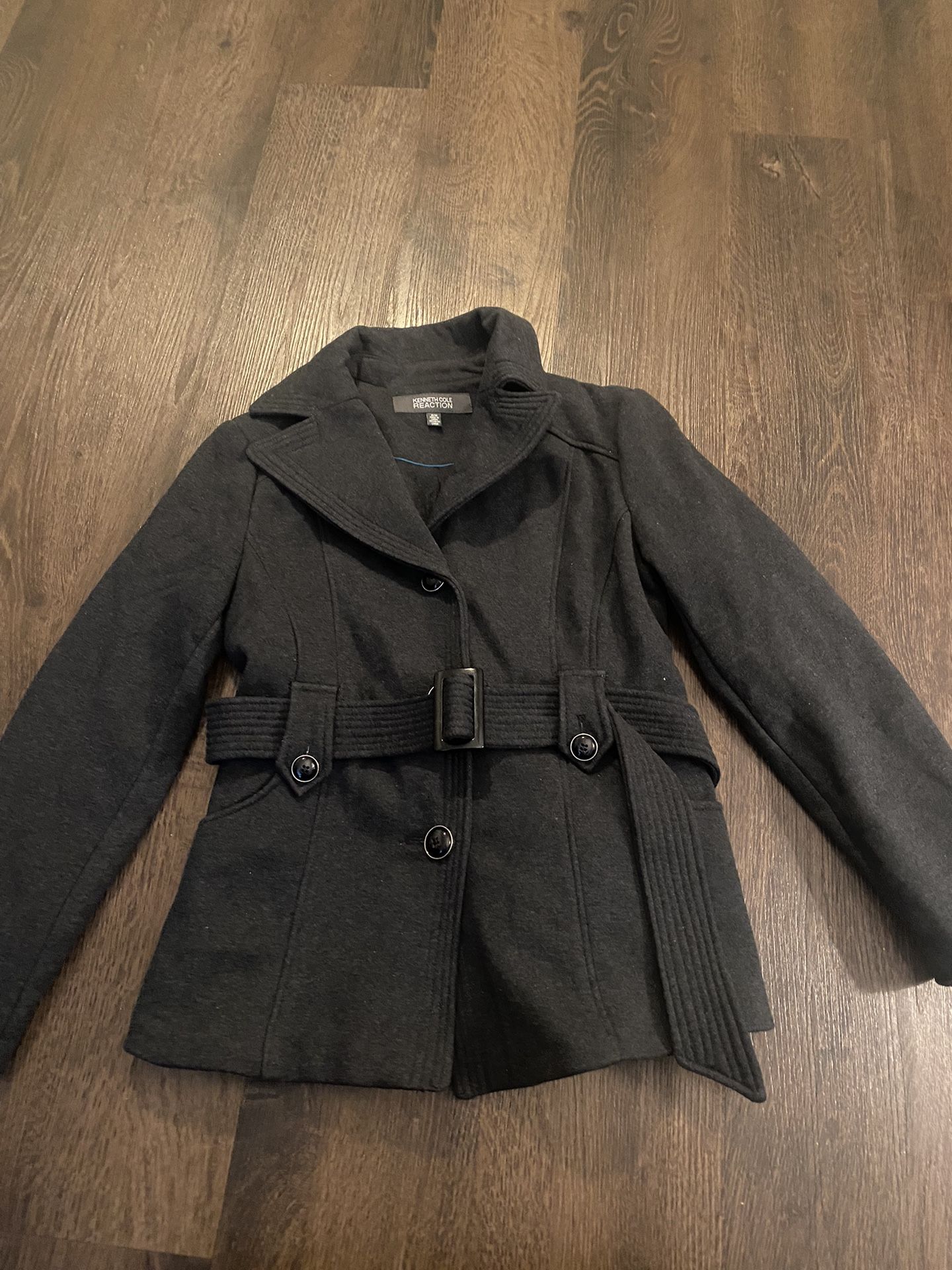 Womans Gray Kenneth Col Reaction Pea Coat Jacket #1