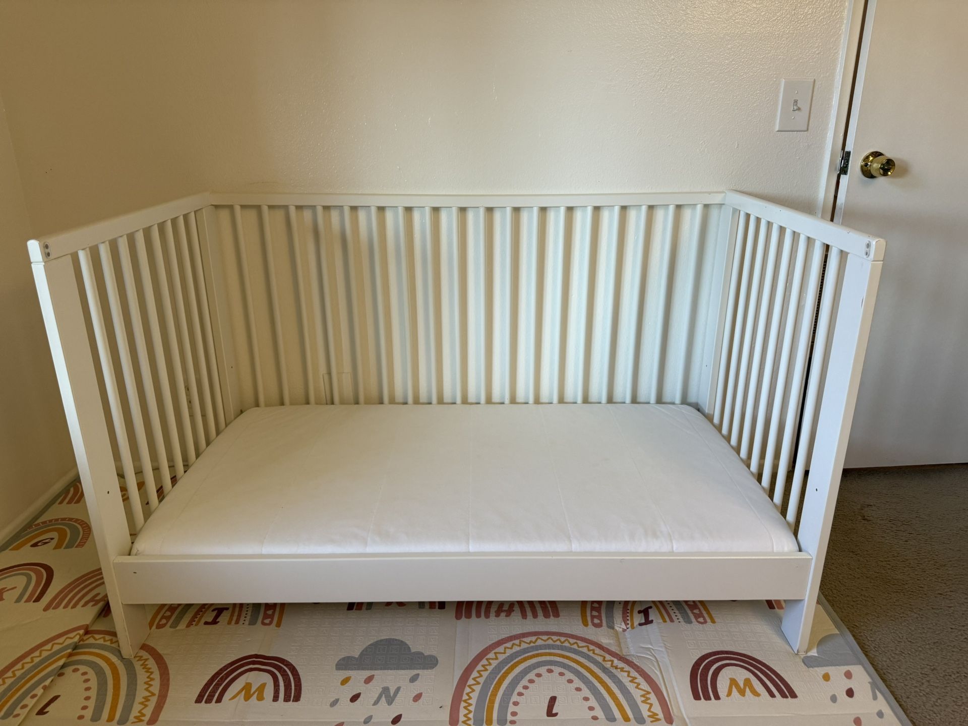 IKEA GULLIVER Baby Crib Toddler Transition Bed With Mattress White