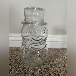 Vintage Libbey Glass Snowman Jar with Lid-Christmas