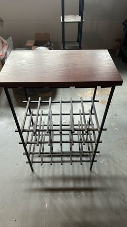 Wood and metal wine rack