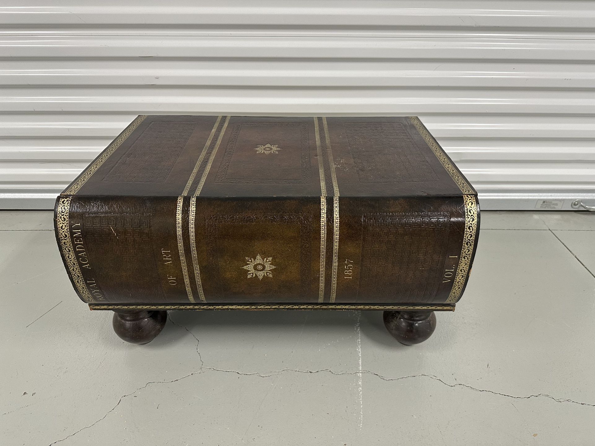 Vintage Trompe L’Oeil Book Form Coffee Table w/ Drawer