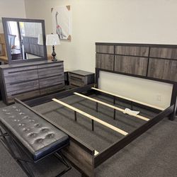 King size bedroom set in grey