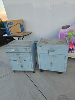 Will Take Best Offers Not Free Set Of Two hand made tool boxes wheel on solid Wood