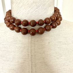 Brown And Red Beaded Necklace 
