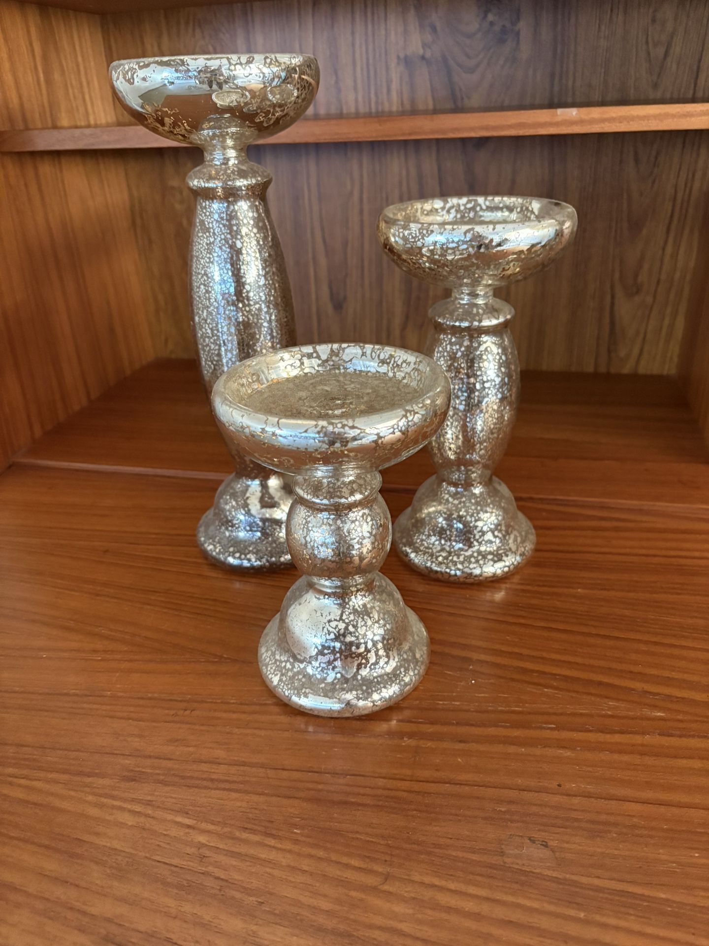Mercury Glass Candle Holders (Set Of 3)