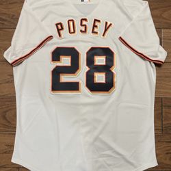 Giants Buster Posey 28 Cream Jersey