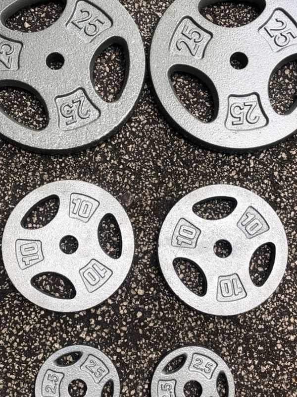 STANDARD NEW : 1 INCH WEIGHT PLATES : (PAIRS OF )  25s. 10s. 2.5s.   ***  5 POUND. Plates Are Also Available 