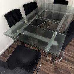Extendable Glass Table With Chairs