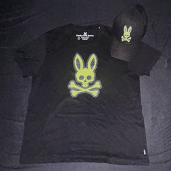 Psycho Bunny Men’s T-Shirt Size 5 (L) And Hat