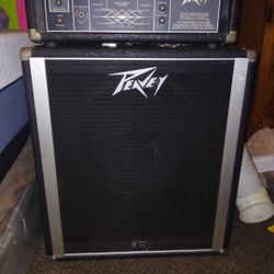 Old Peavey Guitar And Bass Stage Speaker With Amp Head