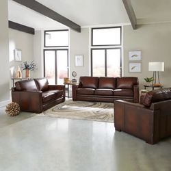Costco Luca Top Grain Leather Sofa + Accent Chair $950/2pcs