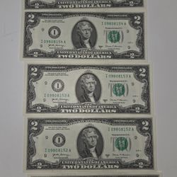 5 2017 uncirculated United States two-dollar bills
