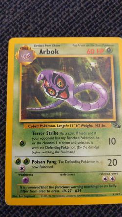 Arbok pokemon card (original series)