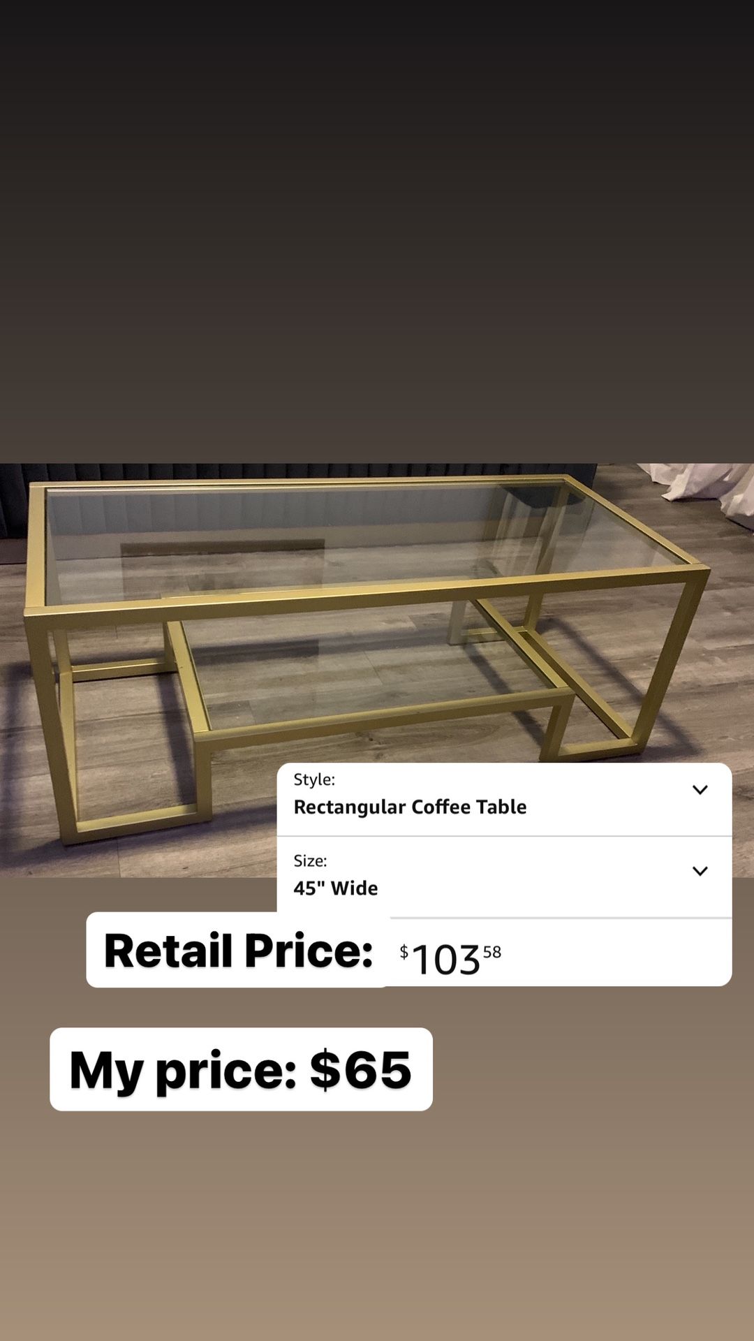 Gold Rectangular Coffee Table
