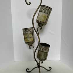 Scrolled Wrought Iron 3 Wine Bottle Stand