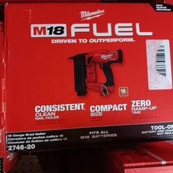 Milwaukee New 18ga Brad Nailer 18M Fuel 