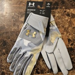 New Under Armour Men's Size Small Gray Clean Up Culture Baseball Batting Gloves