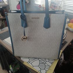 French Blue/ White MICHAEL KORS Large Tote