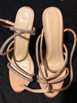 Tan Blinged 3-inch Heels