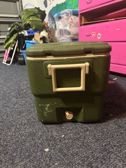 Green Hard-Sided Cooler with Drain Plug