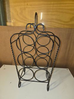 Vintage Black Wrought Iron Wine Rack – Sturdy Arched Design, Holds 6 Bottles