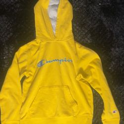 Champion Yellow Hoodie Size M – Embroidered Logo – Authentic Athleticwear 