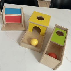 Lovevery toy bundle (spinning rainbow, ball drop box, sliding top box)