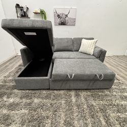 Gray Sectional Couch Pull Out Bed - Free Delivery 