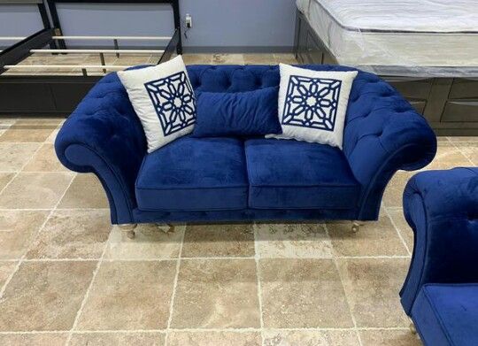 SAME-DAY DELIVERY 🎈Blue Velvet Sofa And Loveseat 🎈Delivery And Financing 🎈Store And Online Order Available 🎈🎈