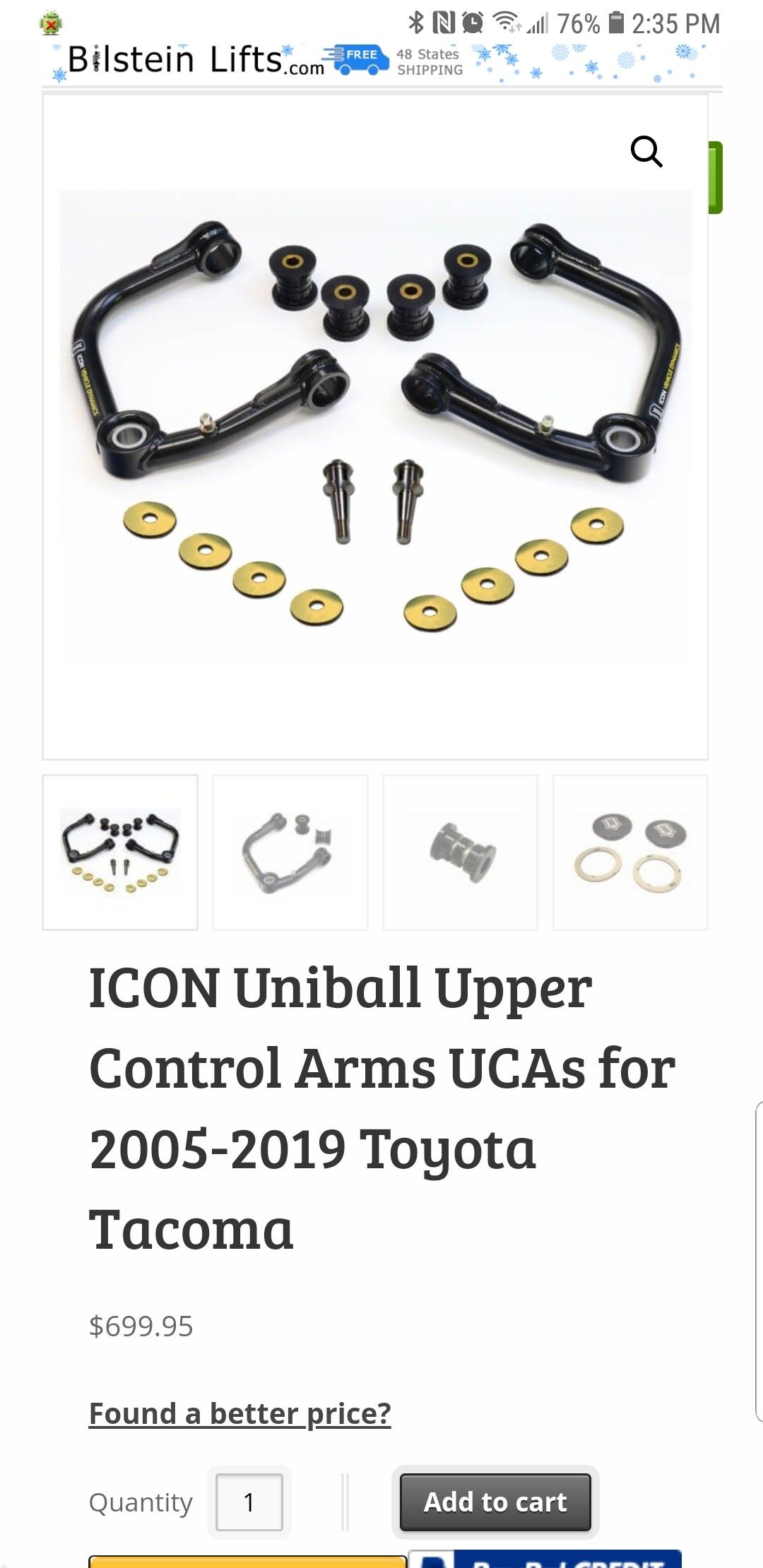 Icon Upper Control Arms Toyota