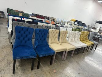 Velvet Dining Chairs Set of 2, Upholstered High-end Tufted Dining Room Chair with Nailhead Back($120 a set )
