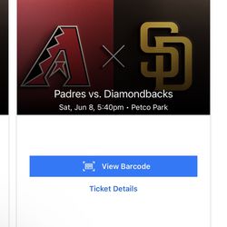 Padres/Dbacks 2 Tix Saturday 6-8-24