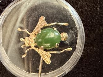 Gold Plated Jade Pin