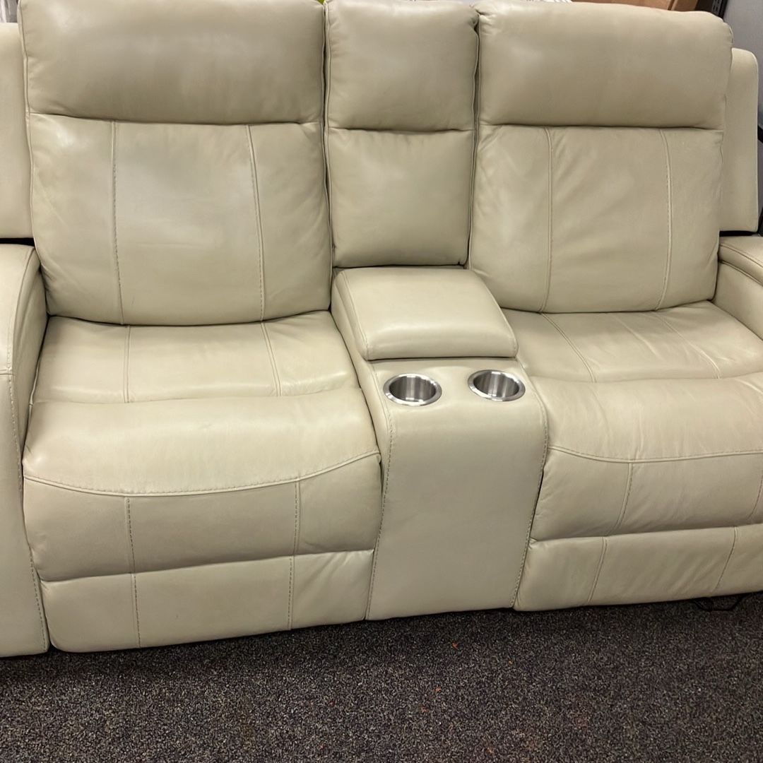 Barcalounger Leather Power Reclining Loveseat with Power Headrests- Retail $699.99