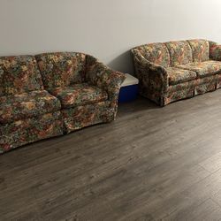 Floral Sofa and Loveseat 